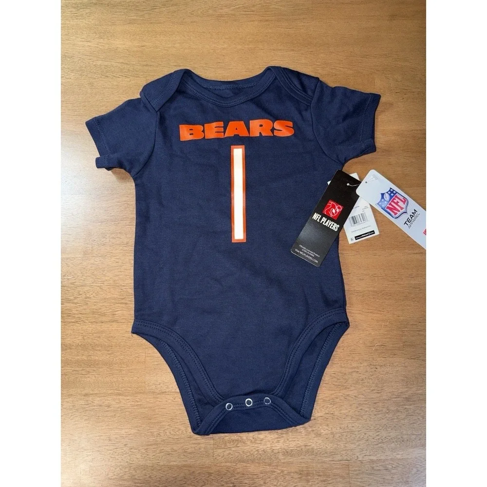NFL Team Apparel Chicago Bears Infant Bodysuit Navy Blue Orange Number 1 18M NWT